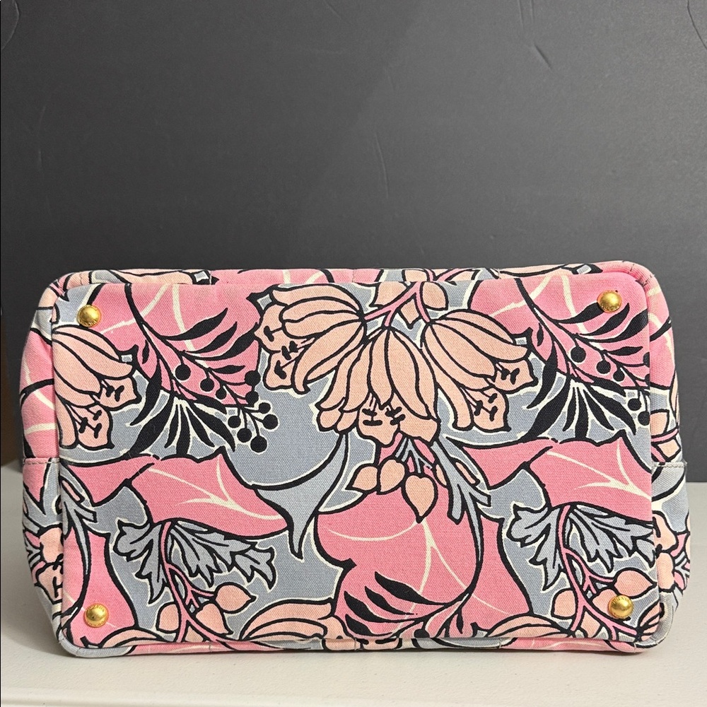 Prada RARE STAMPATA CANAPA ROSA FLORA Pink and Gray Tote w/ Prada strap! - Picture 7 of 17